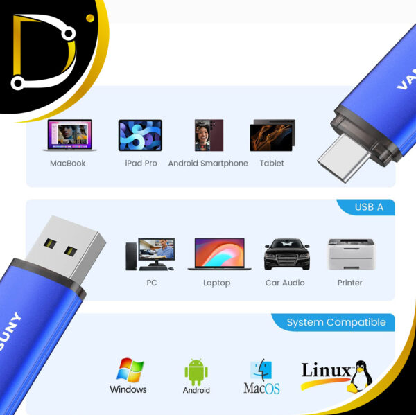 Pendriver 32Gb VANSUNY De doble conexion USB y Tipo C