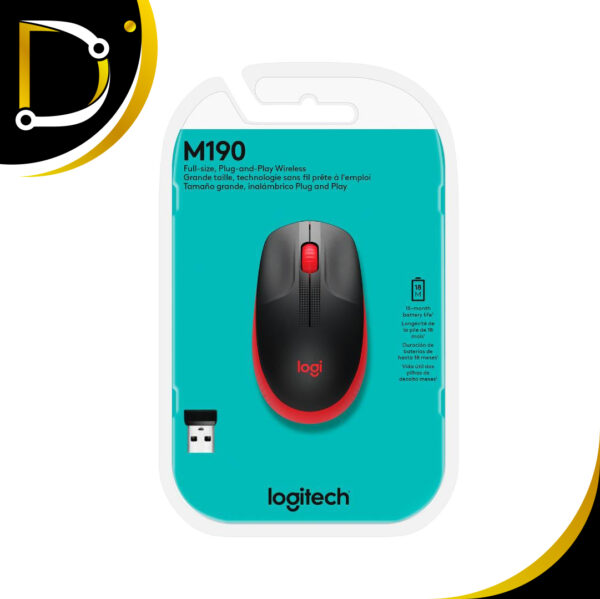 Mouse Inalambrico Logitech M190 Rojo 1 2 - Diza Online