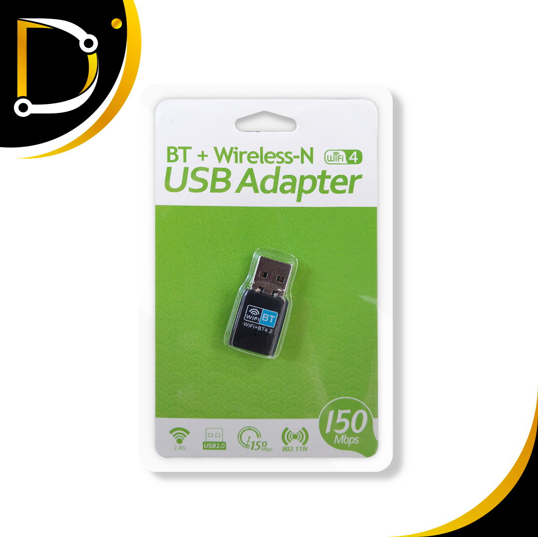 Adaptador Wifi y Bluetooth  USB Dos en Uno 150Mbps